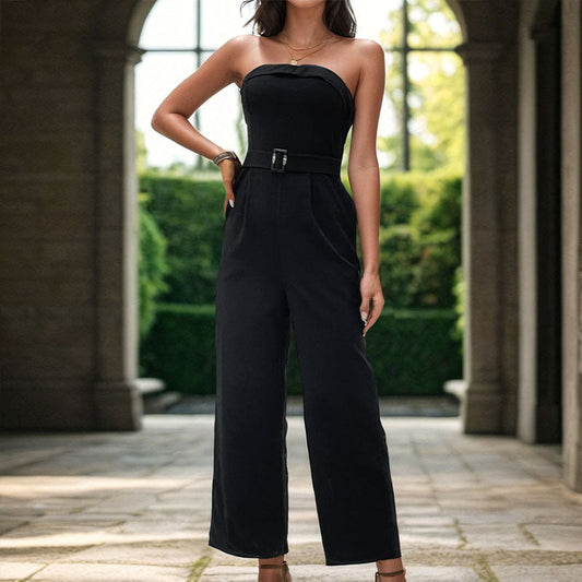 Tube Top Jumpsuit Summer Sleeveless Office One Piece Trousers Women