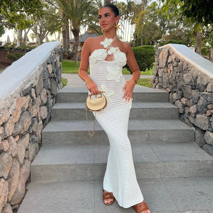 Vestido tubo de primavera y verano de un solo paso, vestido ajustado sexy junto al mar