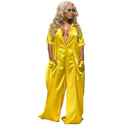 Ropa de mujer Ropa de verano sexy para mujer Mono holgado con cuello en V