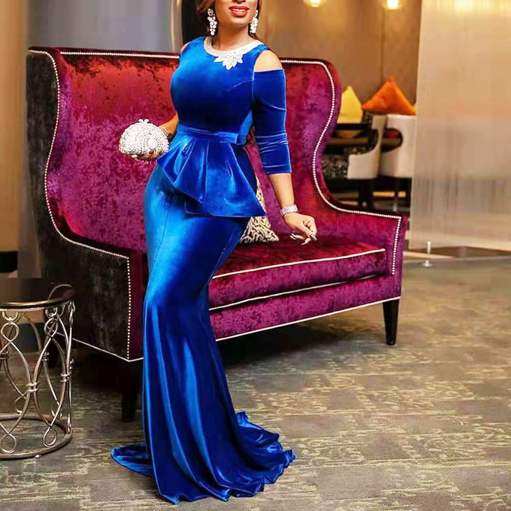 Women Clothing Spring Summer Slim Fit Off Shoulder Evening Dress