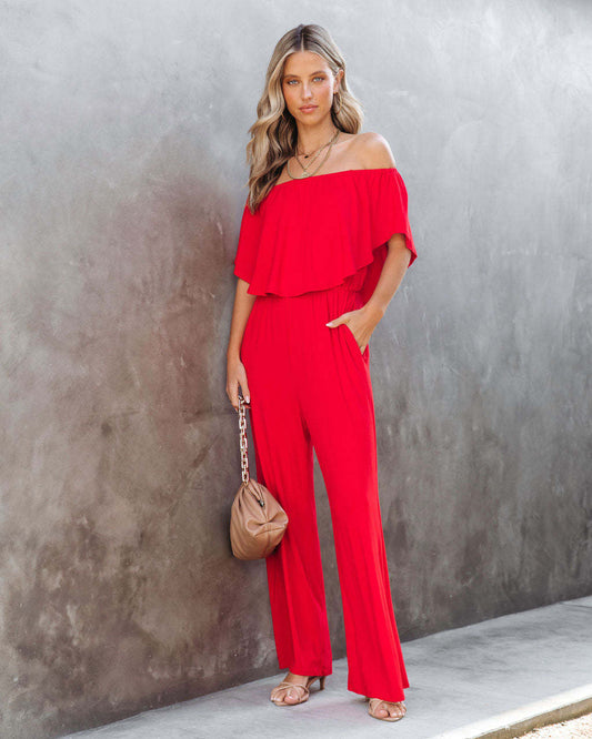 Mono elegante con hombros descubiertos para mujer, ropa de primavera y verano