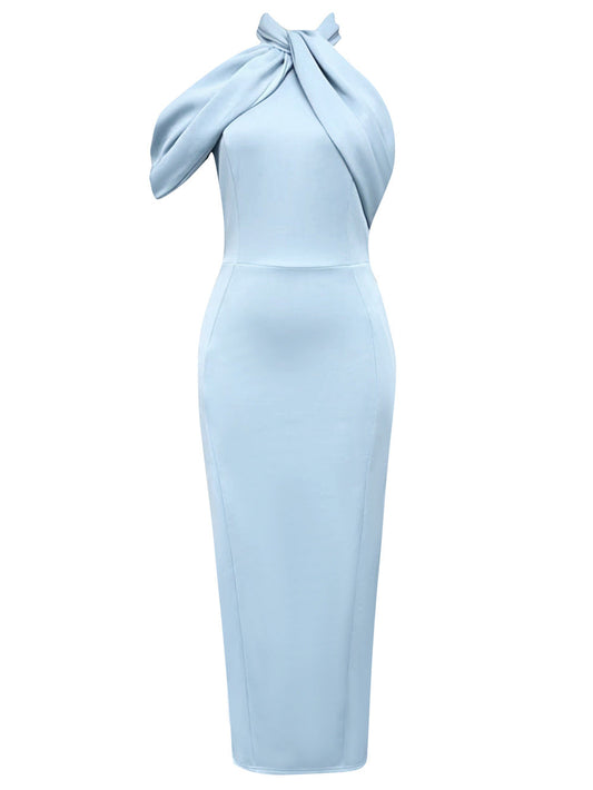 Dress Summer Simple Sexy Halter Sleeveless Irregular Asymmetric Dress Women