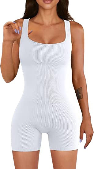 Mono deportivo sin mangas con cuello cuadrado acanalado para mujer
