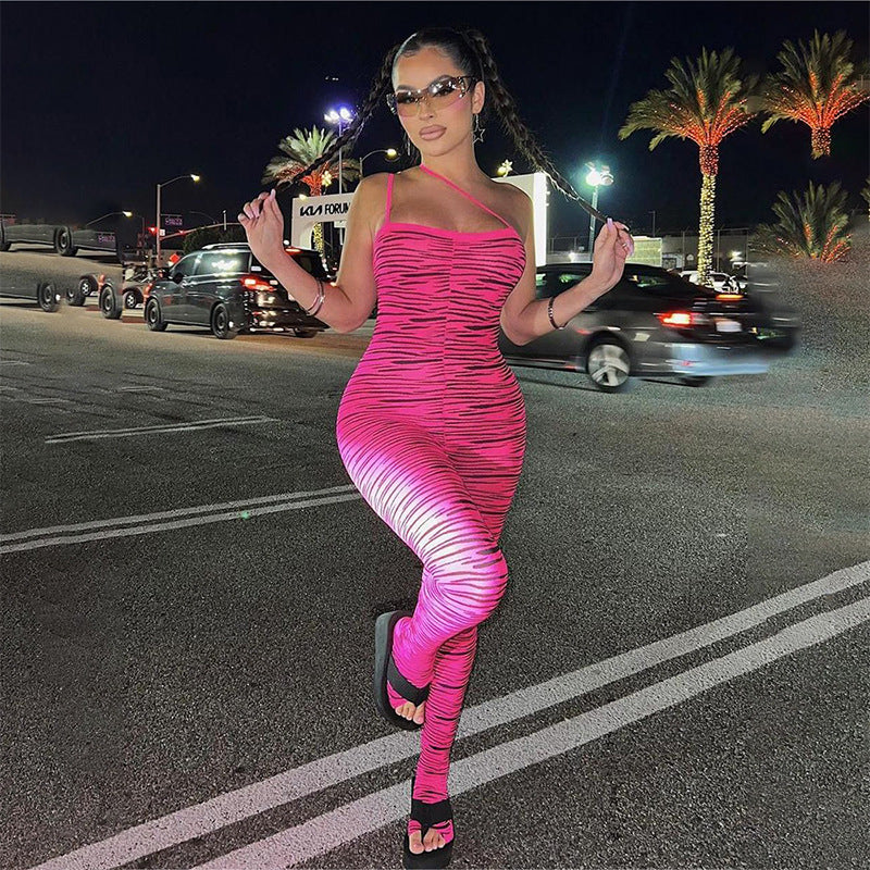 Ropa de mujer, mono sexy de verano con tirantes y tubo, cintura alta y corte ajustado.