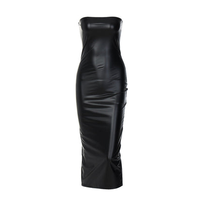 Vestido tubo sin mangas de otoño para mujer, sexy, adelgazante, con abertura y largo medio