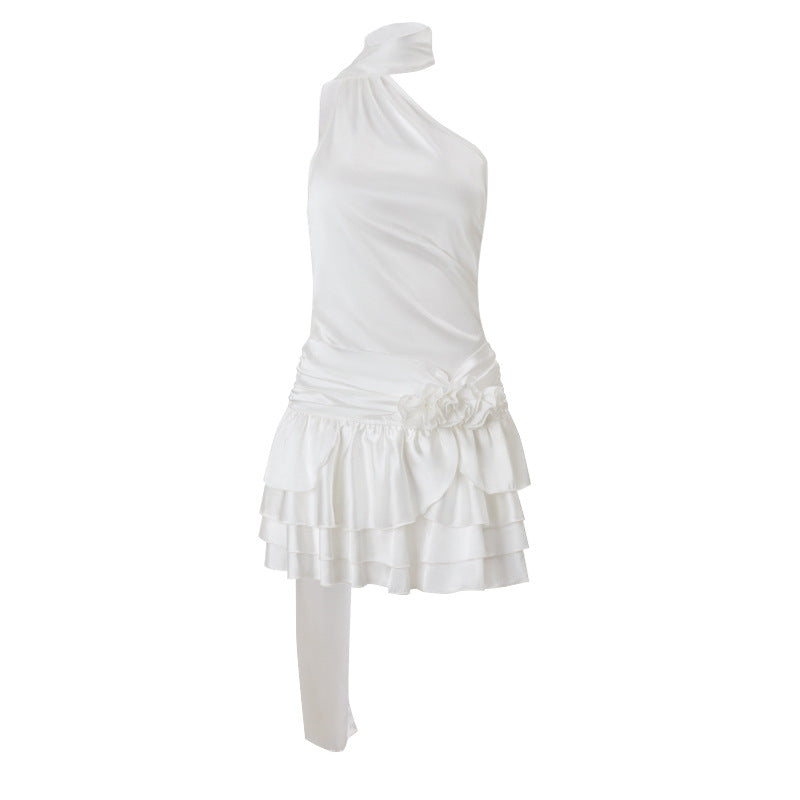 Vestido de satén sin espalda y hombros descubiertos de alta calidad para mujer