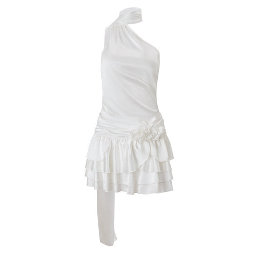 Vestido de satén sin espalda y hombros descubiertos de alta calidad para mujer
