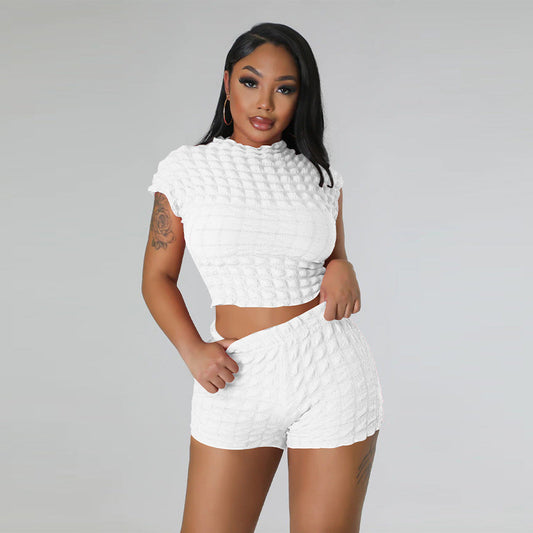 Conjunto de dos piezas con pantalones cortos sin mangas y estampado de palomitas de maíz para mujer