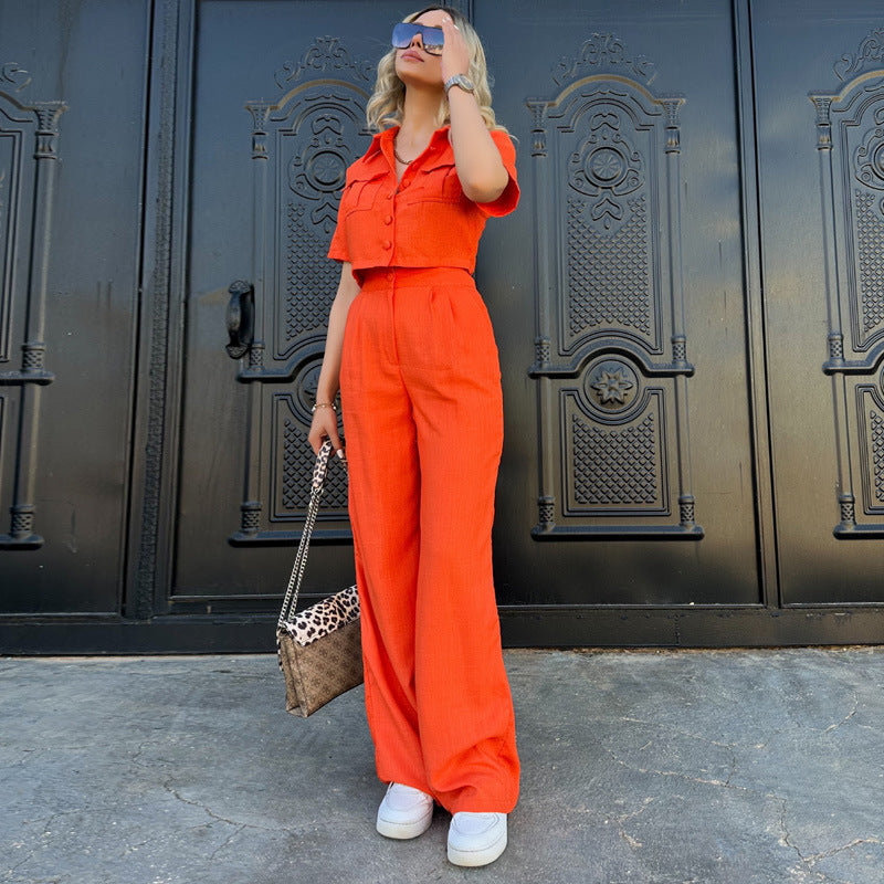 Conjunto de dos piezas de top y pantalón corto de verano para mujer