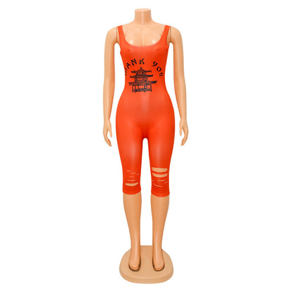 Mono deportivo informal de verano para mujer, con estampado calado y roto.