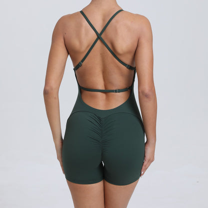 Mono de yoga ajustado con realce de cadera y espalda para mujer, ropa deportiva de secado rápido para correr al aire libre