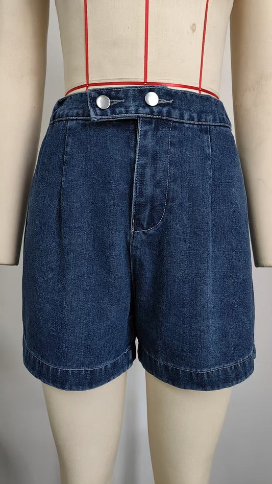 Conjunto de dos piezas de pantalones cortos vaqueros informales sin mangas lavados de verano para mujer
