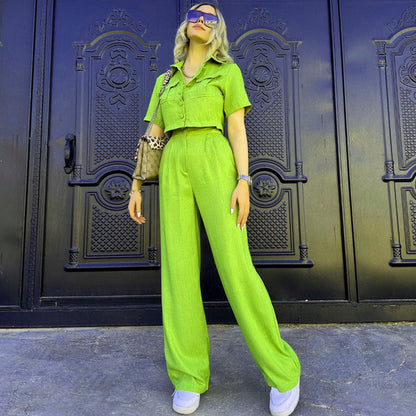 Conjunto de dos piezas de top y pantalón corto de verano para mujer