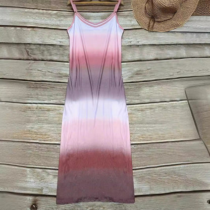 Vestido de verano fresco con tirantes, colorido, informal, estampado, para la calle