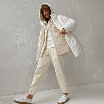Ropa de otoño para mujer, suéter con capucha y cremallera, cárdigan, pantalones de abrigo, traje de dos piezas