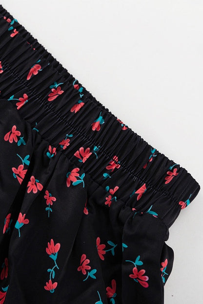 Conjunto de minifalda con mangas abullonadas y estampado floral Ella 