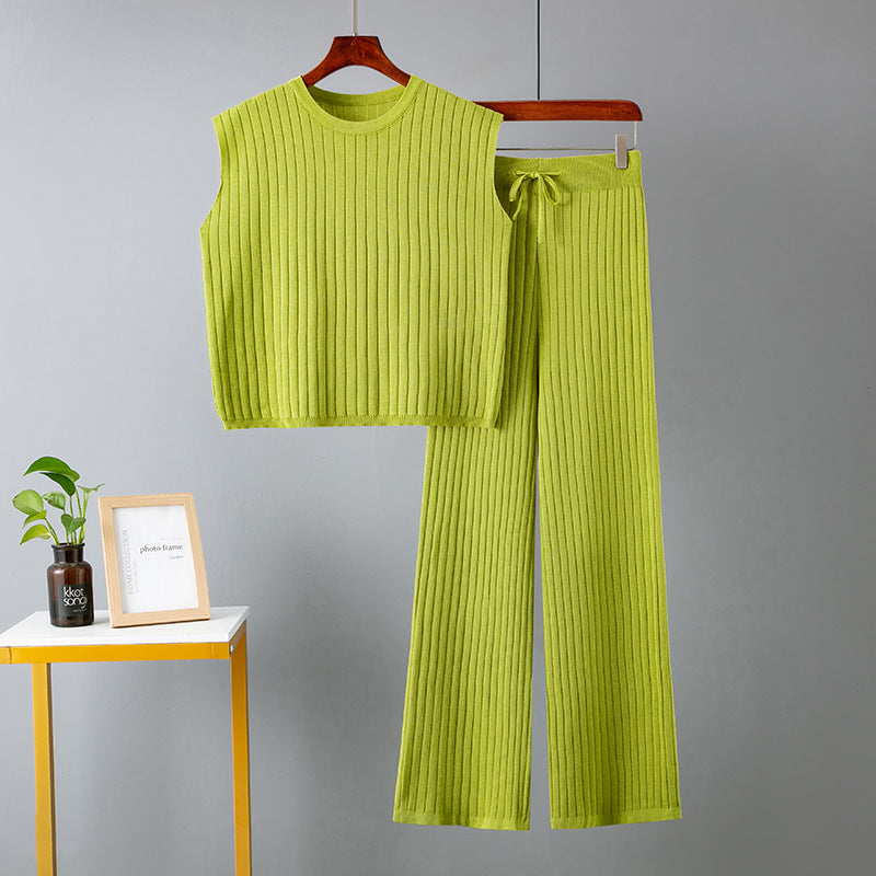 Ropa de verano para mujer, traje holgado informal de dos piezas, traje de color liso
