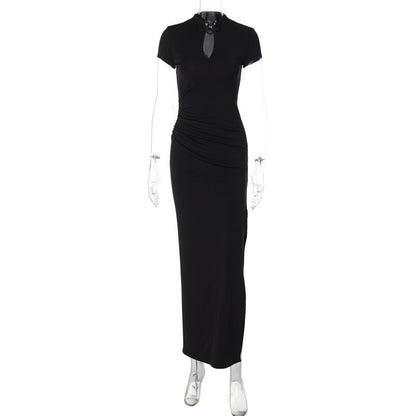Vestido largo cheongsam chino de verano para mujer, con abertura en la cintura y efecto adelgazante.