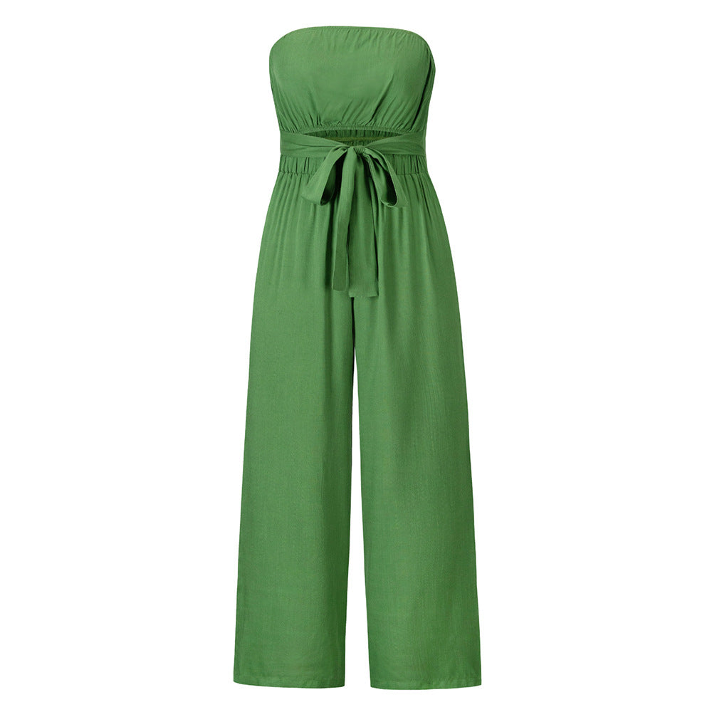 Conjunto de moda informal, mono ajustado sexy sin espalda, pantalones de pierna recta, primavera y verano, nuevo