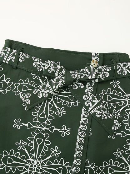 Conjunto de chaqueta acolchada con estampado abstracto 