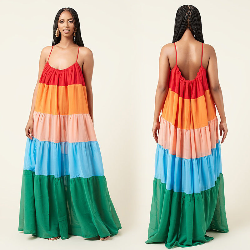Vestido suelto con tirantes Ropa de mujer Vestido de verano Vestido largo de verano