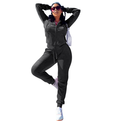 Conjunto de dos piezas de cárdigan informal de terciopelo de zorro plateado para mujer