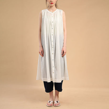 Vestido plisado francés de verano estilo occidental parisino, suelto, de gran tamaño, corte A, se puede usar como blusa.