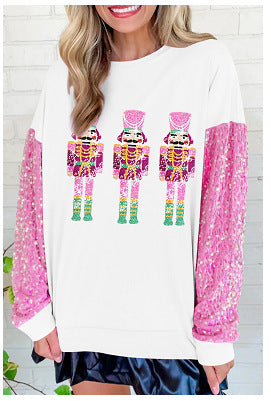 Ropa de mujer Top de manga larga con cuello redondo y estampado navideño Sudadera de manga larga para mujer