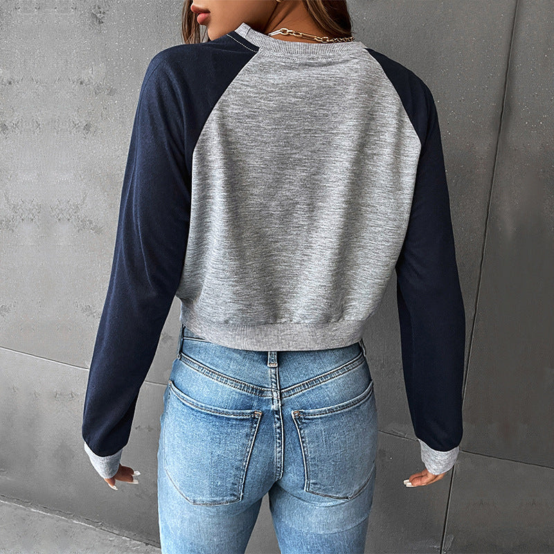 Sudadera con estampado gráfico de letras de manga larga para mujer de otoño