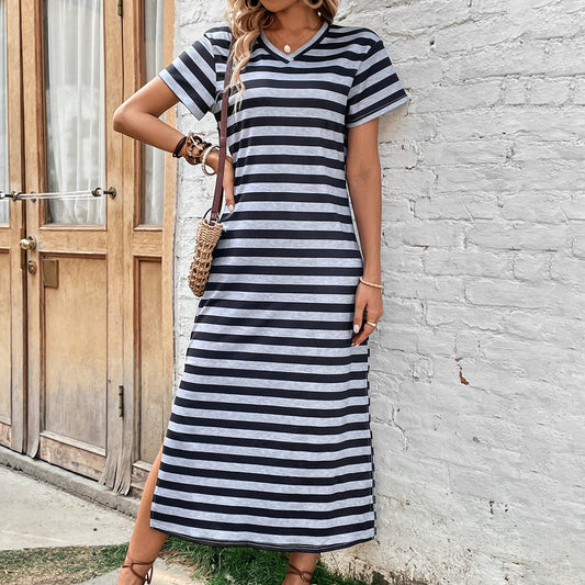 Women Loose Comfortable Striped Casual Dress