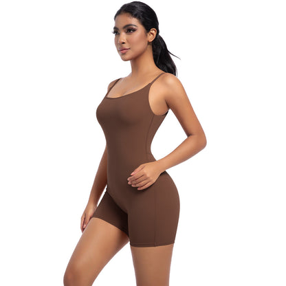 Mallas deportivas de una pieza para mujer, con tirantes de yoga, tacto nude, para primavera y verano, para baile de alta intensidad y fitness.