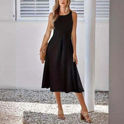 Vestido sexy sin mangas de color sólido de corte entallado para mujer