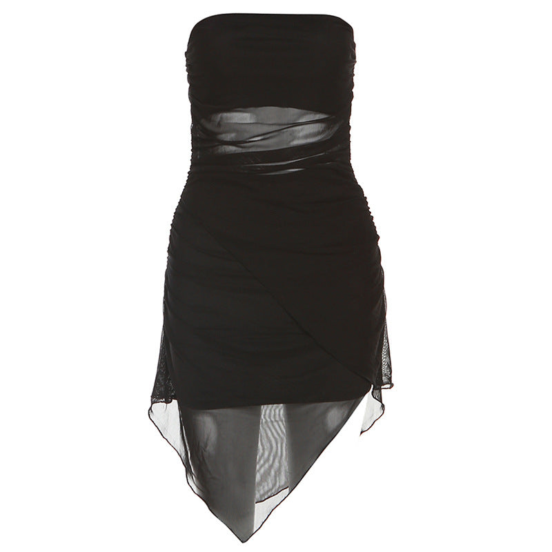 Vestido tubo ajustado de color liso con escote en V y espalda descubierta para mujer de verano