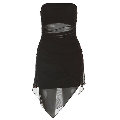 Vestido tubo ajustado de color liso con escote en V y espalda descubierta para mujer de verano