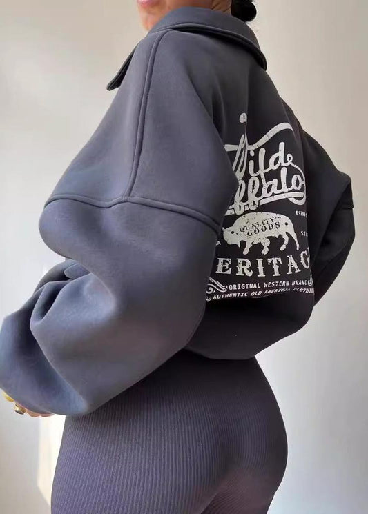 Wild Buffalo - Oversized Half-Zip Sweatshirt