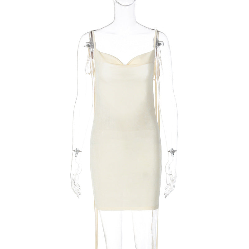 Vestido ajustado con cordones y espalda descubierta sexy de otoño para mujer