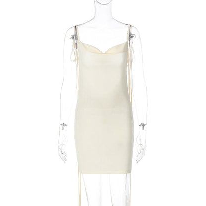 Vestido ajustado con cordones y espalda descubierta sexy de otoño para mujer