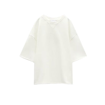 Summer Women Stretch High Waist Shorts Loose Cotton Short Sleeve T shirt