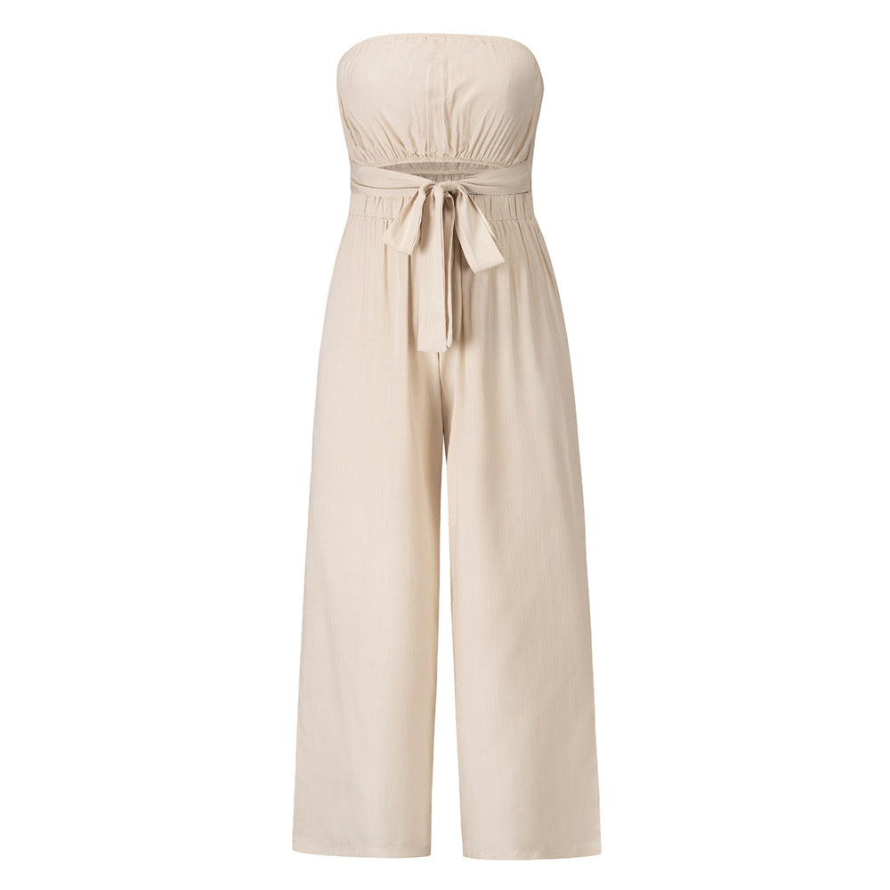 Conjunto de moda informal, mono ajustado sexy sin espalda, pantalones de pierna recta, primavera y verano, nuevo