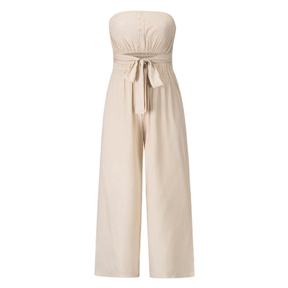 Conjunto de moda informal, mono ajustado sexy sin espalda, pantalones de pierna recta, primavera y verano, nuevo