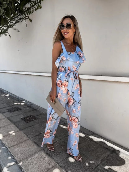 Mono holgado de verano con cordones y estampado