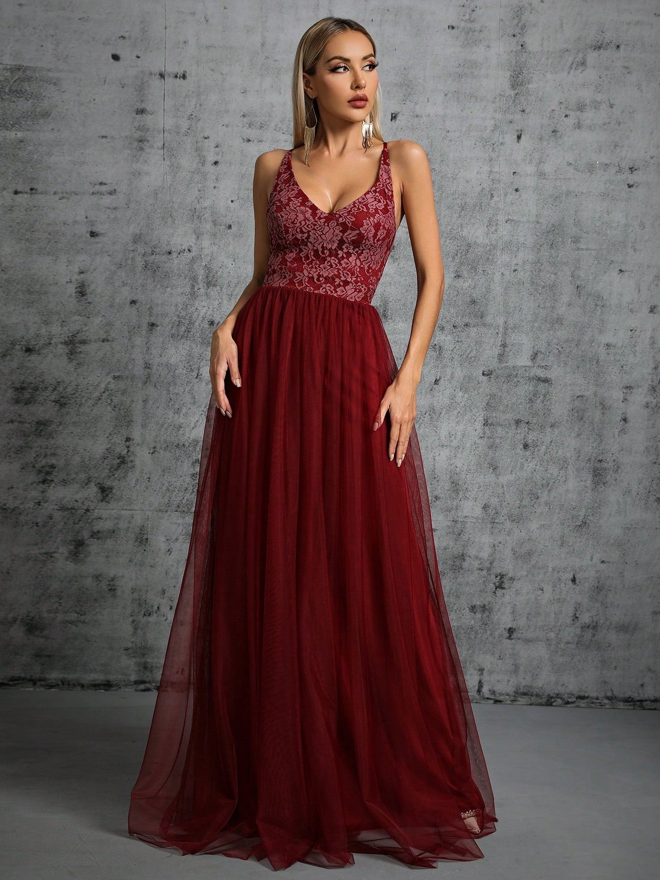 Vestido de noche elegante con tirantes para mujer, escote en V, corte A, largo, para fiesta, reunión anual, pasarela