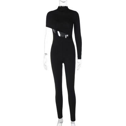 Mono de manga larga con hombros descubiertos y estampado floral sexy para mujer