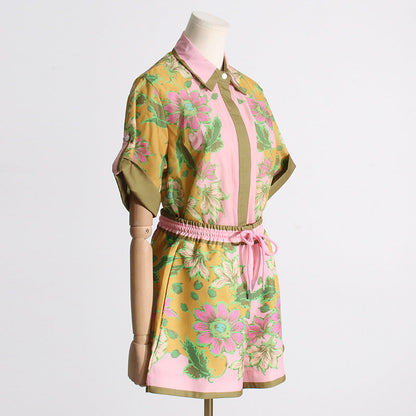 Traje de dos piezas para mujer, camiseta, pantalones cortos informales con diseño estampado único de verano