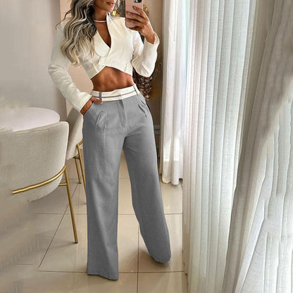 Conjunto de dos piezas de traje de verano para mujer, informal, de color liso, holgado y con pantalones
