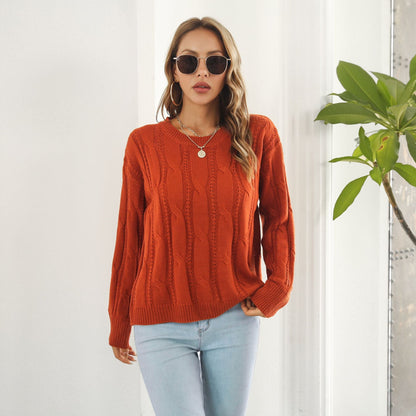 Suéter con aberturas y giro para mujer, suéter holgado de punto informal de manga larga para otoño e invierno