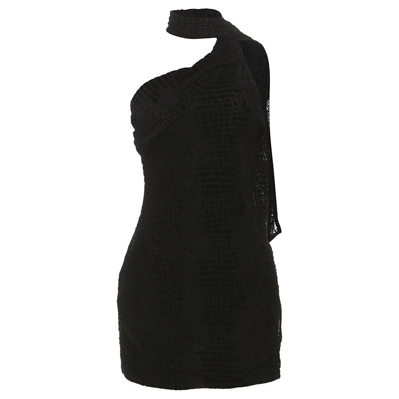 Vestido elegante de primavera para mujer, sexy, ajustado, sin espalda, con cordones y cuello tipo bufanda.
