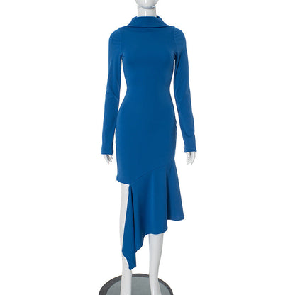 Women Elegant Elegant Slit Embellished Solid Color Length Dress
