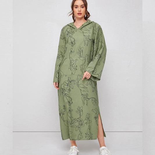 Suéter de Oriente Medio con capucha para mujer, vestido holgado de oficina para socialité