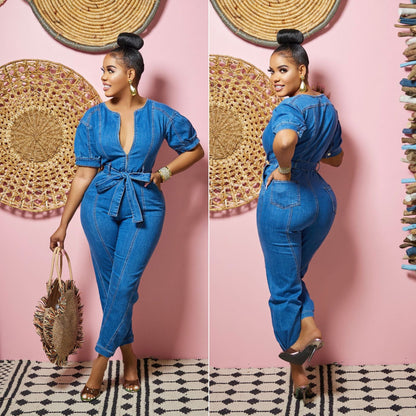 Mono de mujer sexy elegante azul lavado